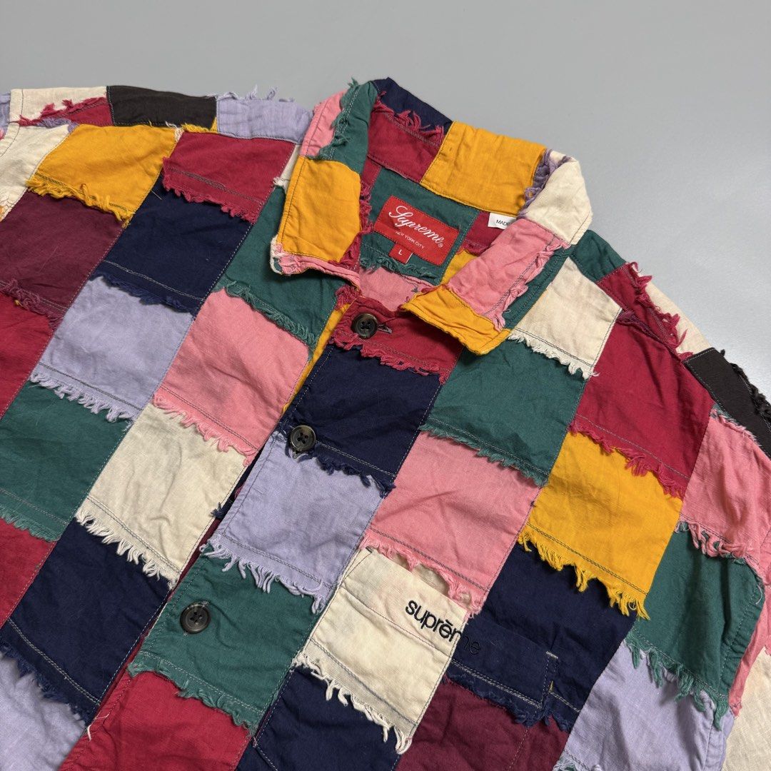 Supreme SS23 Patchwork Cotton Short-Sleeve Shirt (Category: Tshirts & Polo Shirts ) located in Cebu City. Submitted by inukaybyjlf (Listing ID 1469561662, Image 2). Description: Condition: Good as new Issue: No flaws Dimensions: 25x28 Best fit: L-XL Please refer to photos for actual condition .