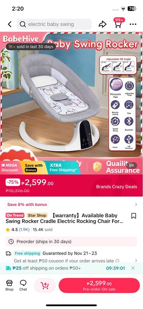 Swing Cradle Rocker Electric (Category: Other Kids Furniture) located in Dagupan City. Submitted by maryennie (Listing ID 1469444483, Image 3). Description: .