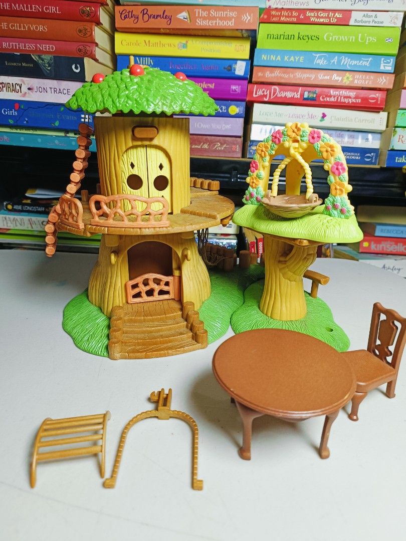 Sylvanian Forest Tree House playset Hearing offers (Category: Kids Toys) located in Bacoor. Submitted by cheriejolieph (Listing ID 1469443909, Image 1). Description: - Authentic Calico Critters multi-level treehouse with detailed wood grain molding - Features working doors that open and close - Includes floral swing gazebo, round table, chair, ladder, rope bridge, and extra steps - Offers endless imaginative play value for animal figures - Excell