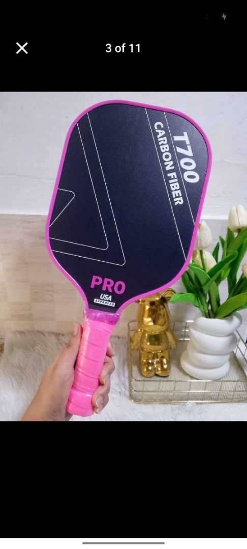 T700 Carbon Fiber Pro Pickleball Paddle (Category: Racket and Ball Sports) located in Butuan. Submitted by sarion.allan-65575 (Listing ID 1469449630, Image 2). Description: highly recommended for beginners who wants to try pickleball or for school use (PE subject) Pink is brand new, unused. Black is used twice for PE subject .