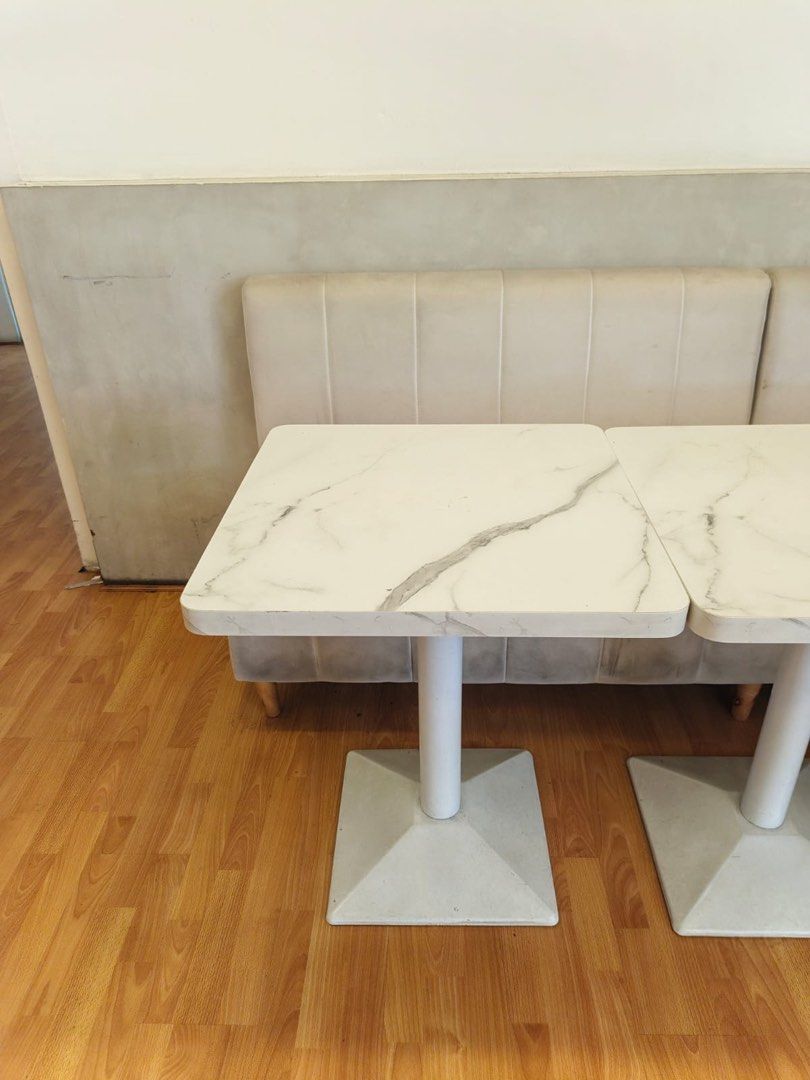 Table cafe type for sale! (Category: Tables & Sets) located in Quezon City. Submitted by indiecade (Listing ID 1469468047, Image 1). Description: Square cafe table 60x60 cm Marble design laminated wood Steel legs No damage Visayas ave. Qc pickup.