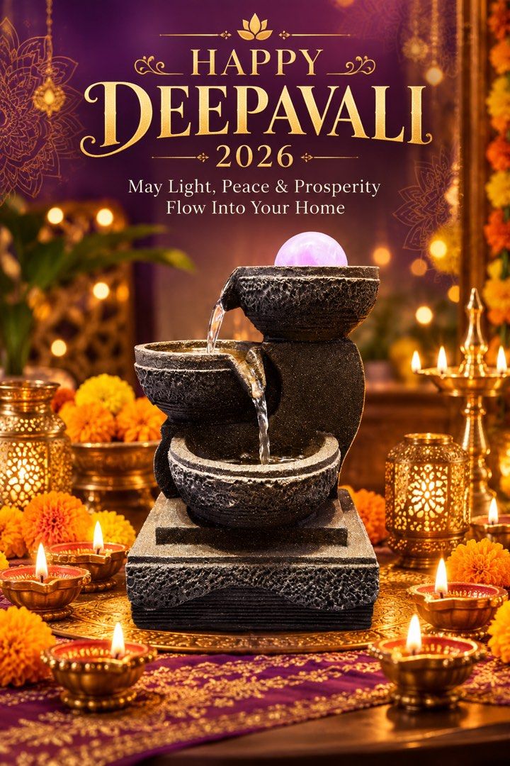 Table top water fountain for Deepavali, Everything Else on Carousell