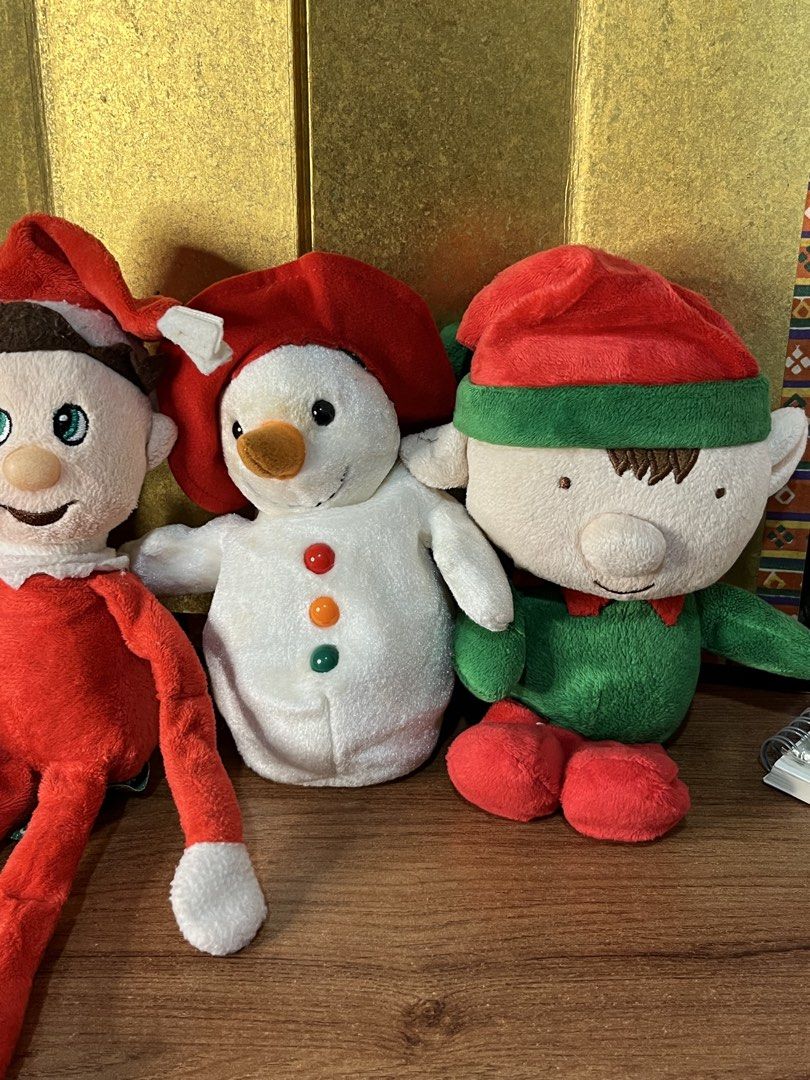 Take All Assorted Christmas Plush Gnome Hat, Snowman & Elf Etc. (Category: Plushies & Soft Toys) located in Gapan. Submitted by lunashop14 (Listing ID 1469417480, Image 3). Description: - Set of 5 soft holiday plushies - Includes: tall red-hat gnome, 2 unique snowmen with scarves, floppy-limbed elf, and green-and-red elf doll - Made with clean, soft plush fabric - Ideal for festive home decor or holiday gifts - Sold as a bundle only.