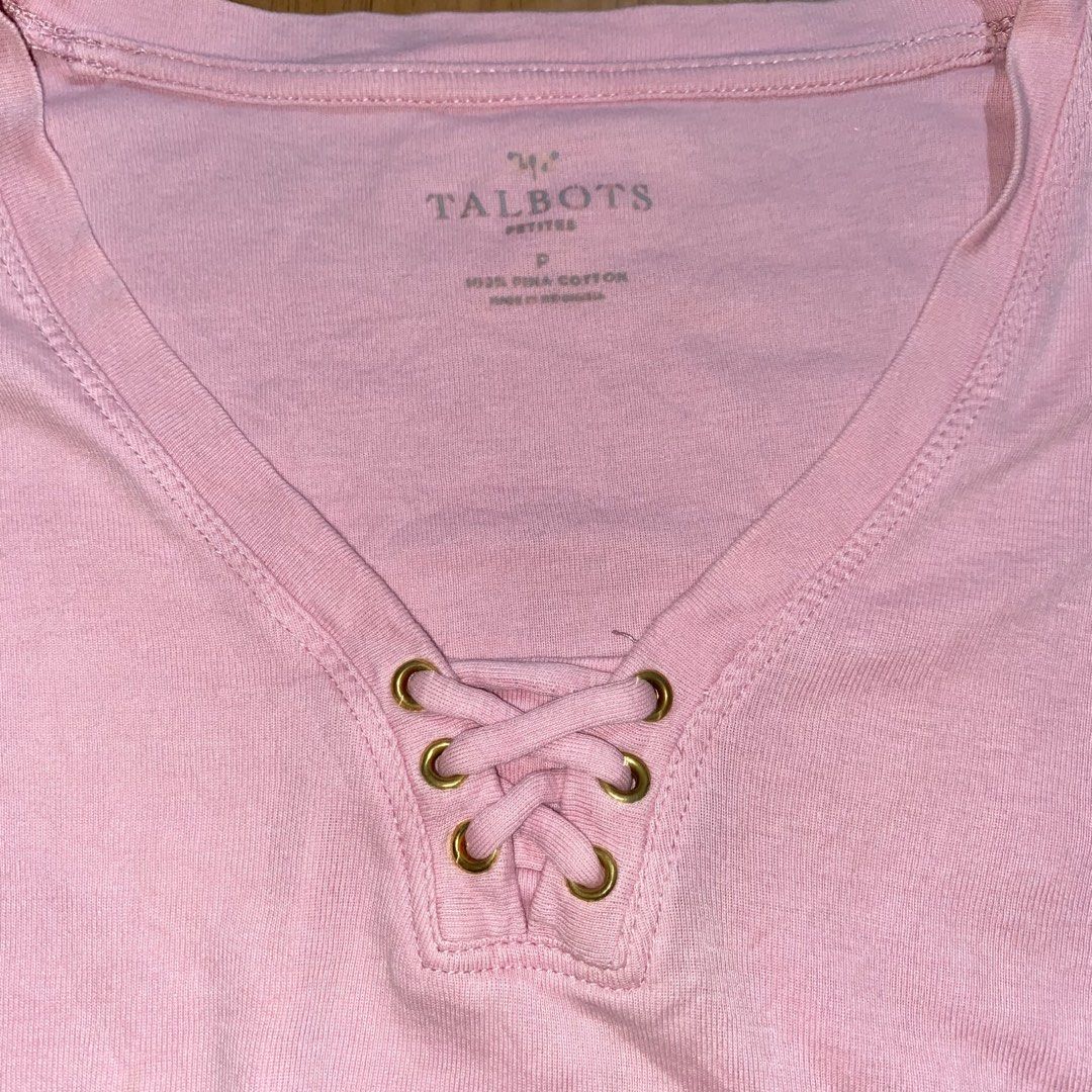 Talbots shirts with lace (Category: Shirts) located in General Trias. Submitted by swagster.archives (Listing ID 1469536147, Image 2). Description: Talbots pink women shirt W- 16 inches L-21.5 inches No major flaw.