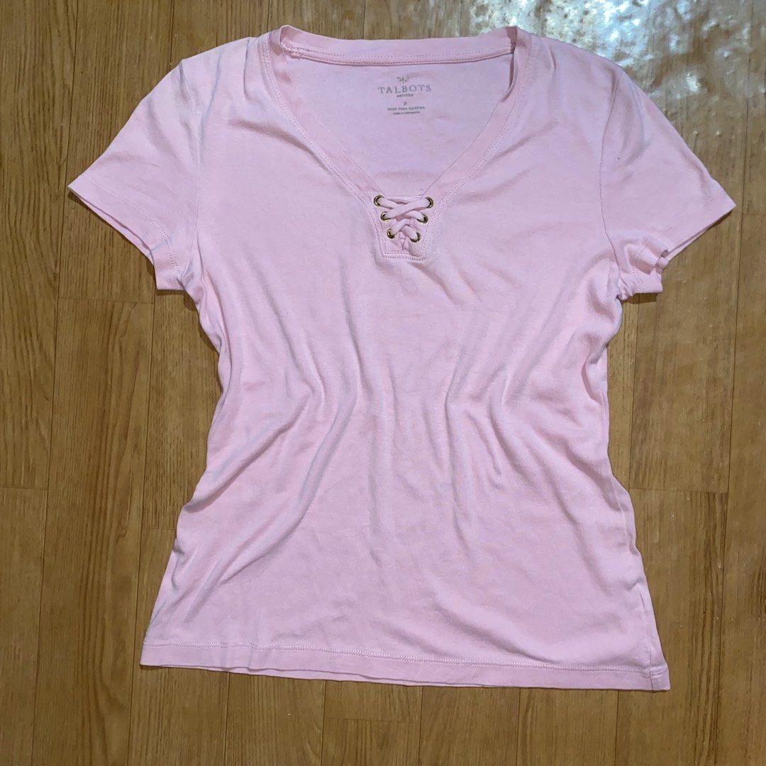 Talbots shirts with lace (Category: Shirts) located in General Trias. Submitted by swagster.archives (Listing ID 1469536147, Image 1). Description: Talbots pink women shirt W- 16 inches L-21.5 inches No major flaw.