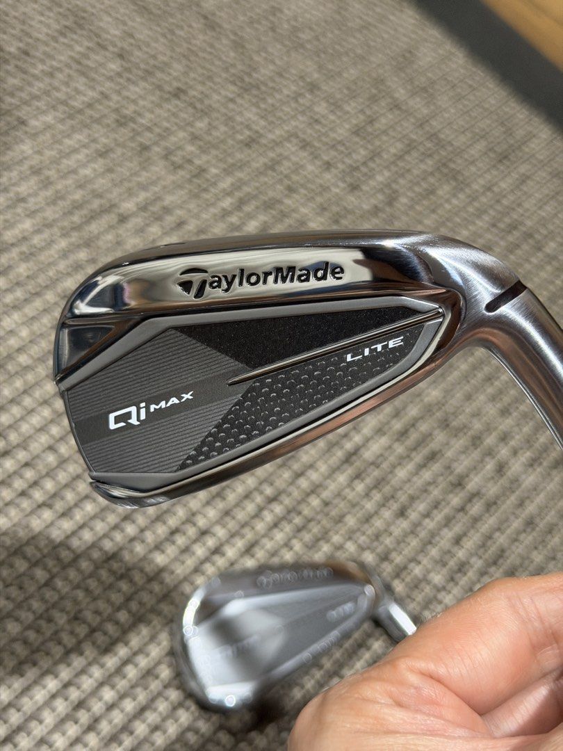TaylorMade Qi Max Lite Golf Iron Set (Category: Golf) located in Makati City. Submitted by qualityseconds (Listing ID 1469517288, Image 1). Description: - Model: TaylorMade Qi Max Lite iron set - Set Composition: 5, 6, 7, 8, 9, P, and S - Shafts & Grips: Standard graphite shafts with matching grips - Condition: Minimal wear, clean faces and soles - Shaft: Fujikura Speeder NX Regular flex - Perfect upgrade for your golf bag.