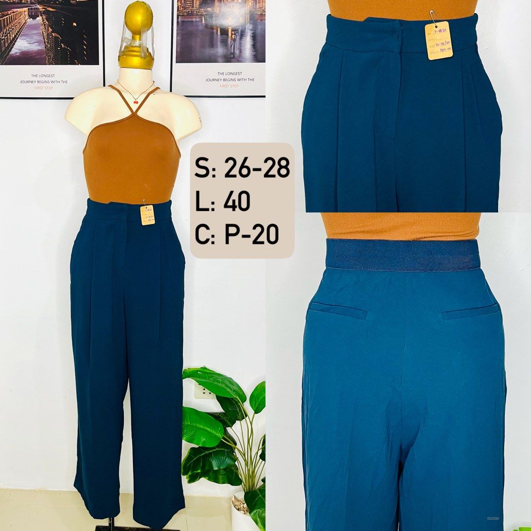 Teal Blue Trousers Pants | Size 26-28 (Category: Other Bottoms) located in Manila. Submitted by bengirlclothing (Listing ID 1469477400, Image 1). Description: - Color: Teal blue - Size: Waist 26 to 28 inches - Length: 40 inches - UKAY SOURCE / Selected Items - No to Maselan/Maarte sa Ukay - Versatility: Easy to style for work or casual outings.