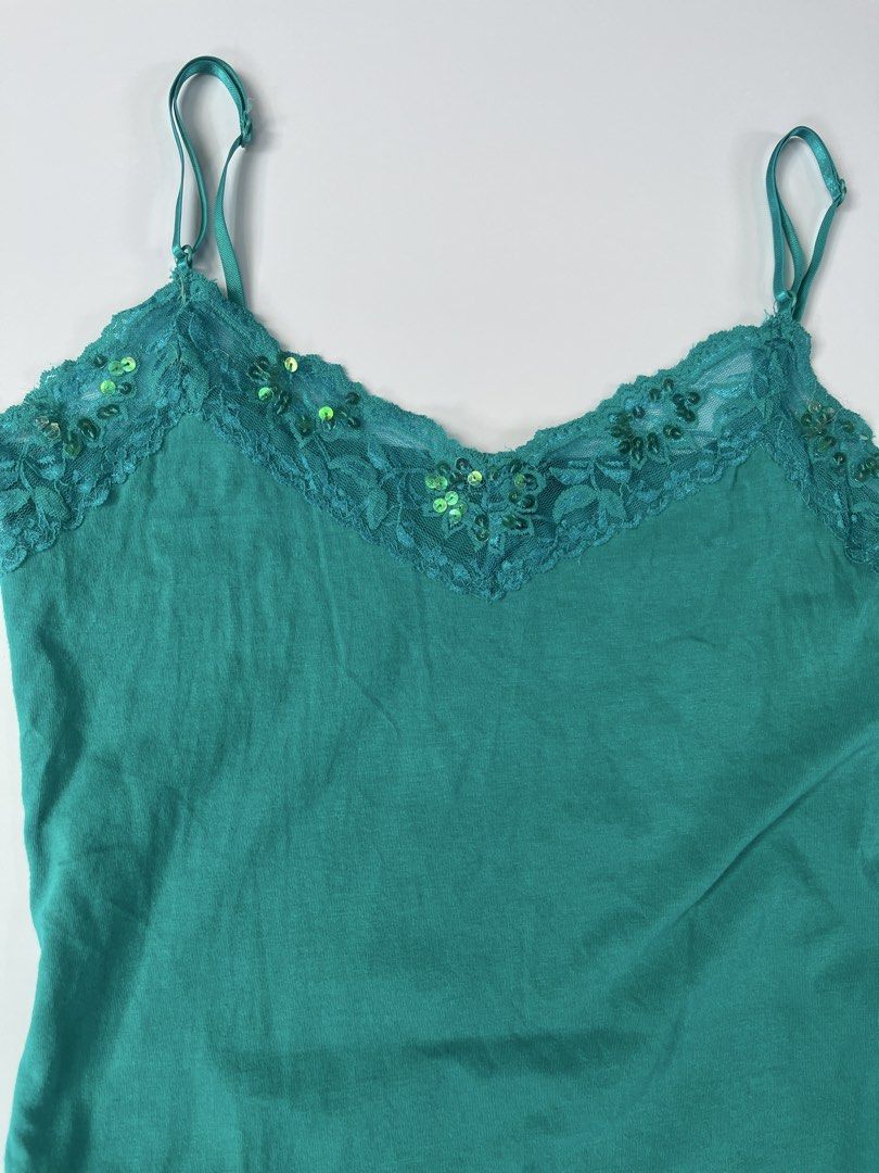 Teal Laced Cami w/ Sequins Top (Category: Sleeveless) located in Manila. Submitted by kerlythreads (Listing ID 1469532711, Image 2). Description: large (best fit medium) no issue .