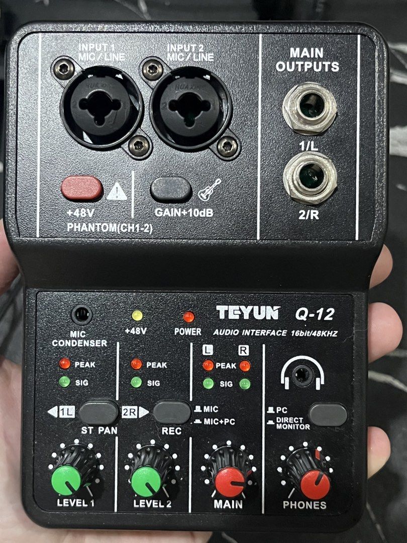 Teyun Q-12 Audio Interface 16bit/48kHz (Category: Portable Audio Accessories) located in Manila. Submitted by piacrow0096315 (Listing ID 1469479819, Image 3). Description: Teyun q-12 audio interface Direct recording via camera of your device With usb connector 2 months pa lang sakin 2 input.
