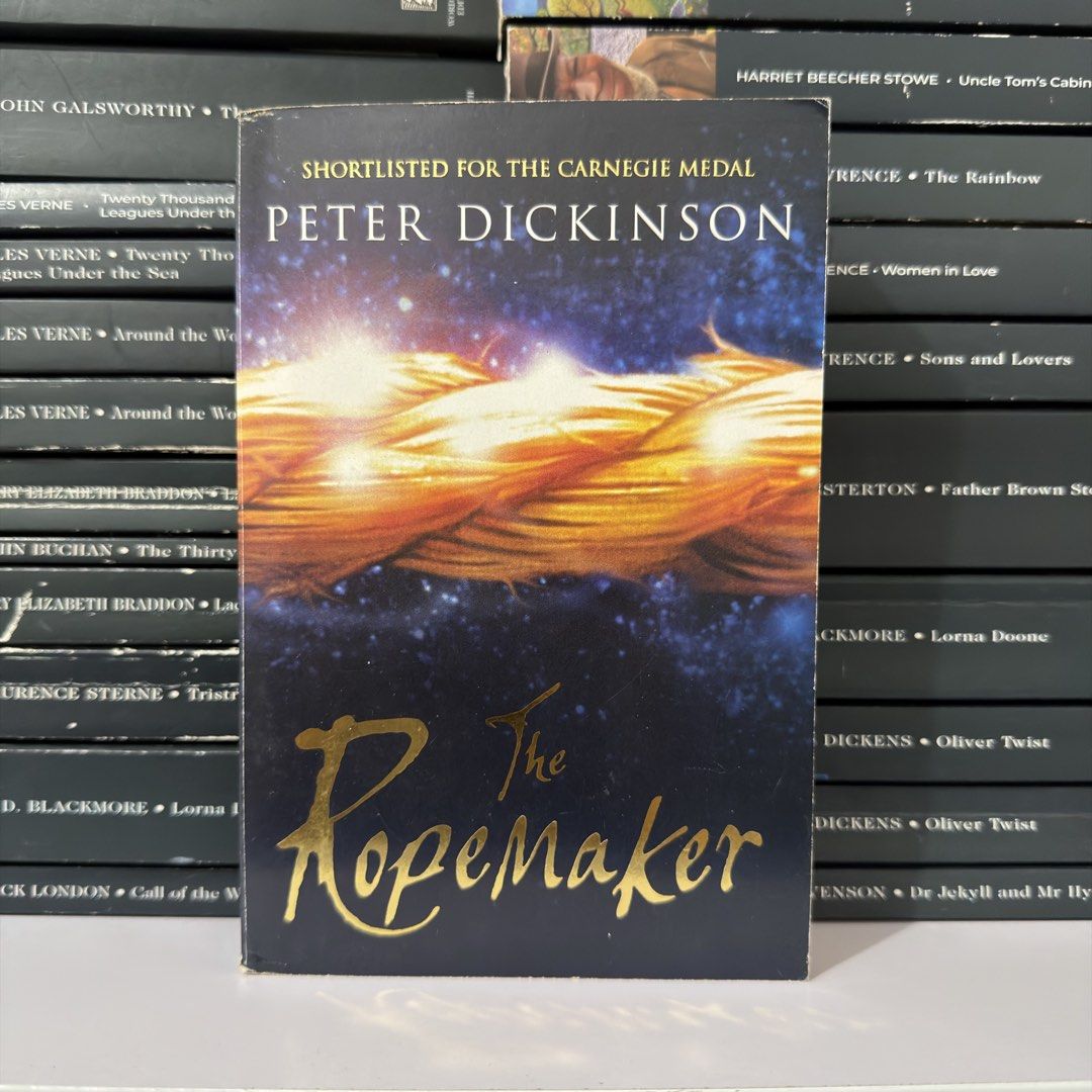 The Ropemaker by Peter Dickinson Paperback Novel (Category: Storybooks) located in Lingayen. Submitted by readwjane (Listing ID 1469467992, Image 1). Description: - Title: The Ropemaker by Peter Dickinson - Accolades: Shortlisted for the Carnegie Medal - Format: Paperback - Appearance: Dark blue cover with a striking glowing gold rope illustration; clean exterior - Genre: Fantasy and adventure - Condition: Great pre-loved condition, ready for a n
