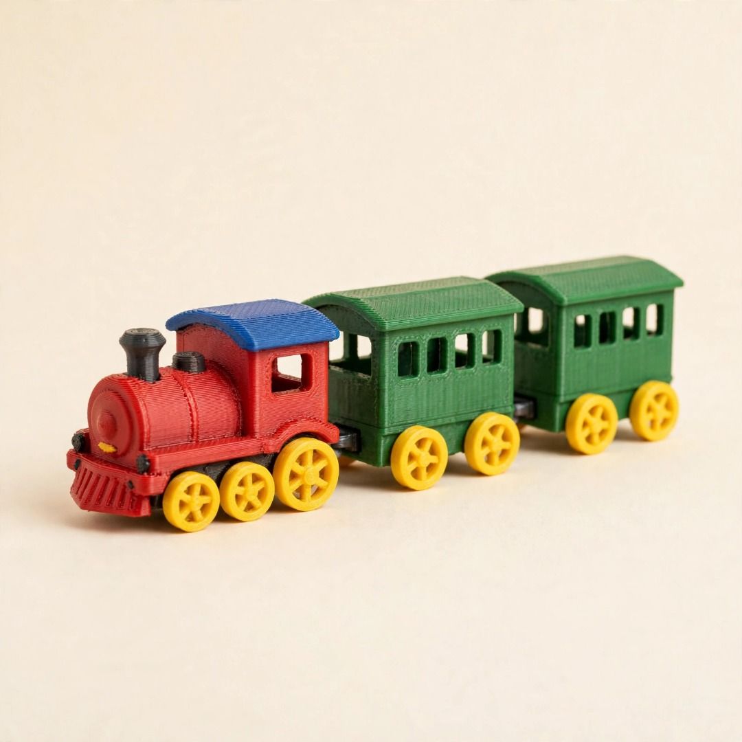 Tiny Train — Customizable (Pre-order) (Category: Kids Toys) located in Singapore. Submitted by albertosong (Listing ID 1469513873, Image 1). Description: A tiny rolling train, made to order in your choice of colours and size — a nostalgic shelf piece for grown-ups and a push-along favourite for kids. Because each train is printed, glued and axle-fitted by hand, this is a pre-order item made specially for you. Tell us the colour combination (and t