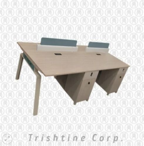 TOFF-159 | 4 Seater modern workstation (Category: Office Furniture & Fixtures) located in Caloocan City. Submitted by jim.trishtineofficefurnitures (Listing ID 1469472862, Image 1). Description: - Double workstation desk in a sleek light wood finish - Built-in under-desk storage cabinets for keeping your space organized - Top dividers included for added privacy - Integrated cable management ports to keep wires tidy - Supported by sturdy metal leg