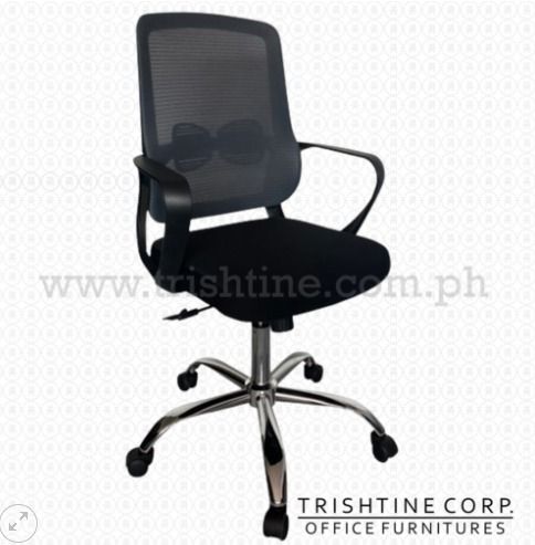 TOM-068 | Office chair with armrest (Category: Office Furniture & Fixtures) located in Caloocan City. Submitted by jim.trishtineofficefurnitures (Listing ID 1469455376, Image 1). Description: Features: Adjustable gas lift Mesh back Fabric seat Chrome star base with castor wheels Weight capacity: 80-90kgs Dimensions: 62L x 61D x 98-108H cm Color: Black DISCLAIMER: PRICE IS FOR POSTING PURPOSES ONLY.