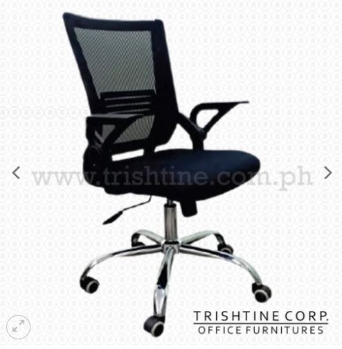 TOM-072 | Mid-back Office Chair (Category: Office Furniture & Fixtures) located in Caloocan City. Submitted by jim.trishtineofficefurnitures (Listing ID 1469449607, Image 1). Description: Features: 360° swivel Tilting armrest Chrome plated star base Adjustable height Dimensions: L63cm x W51cm x H96cm Color: black DISCLAIMER: PRICE IS FOR POSTING PURPOSES ONLY.