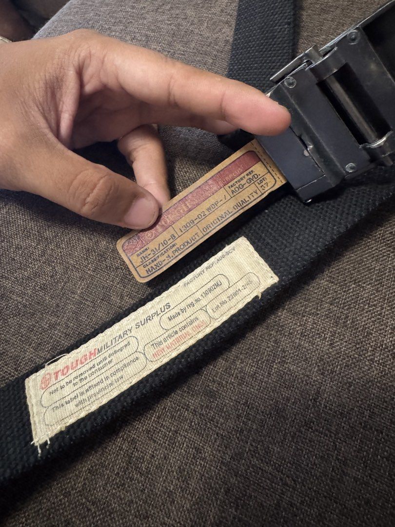 Tough Military Belt (Category: Belts) located in Davao. Submitted by cmbs141022 (Listing ID 1469426131, Image 3). Description: Authentic Tough military belt No issue Size 45 inches / 115 cm Best fit 34-36.