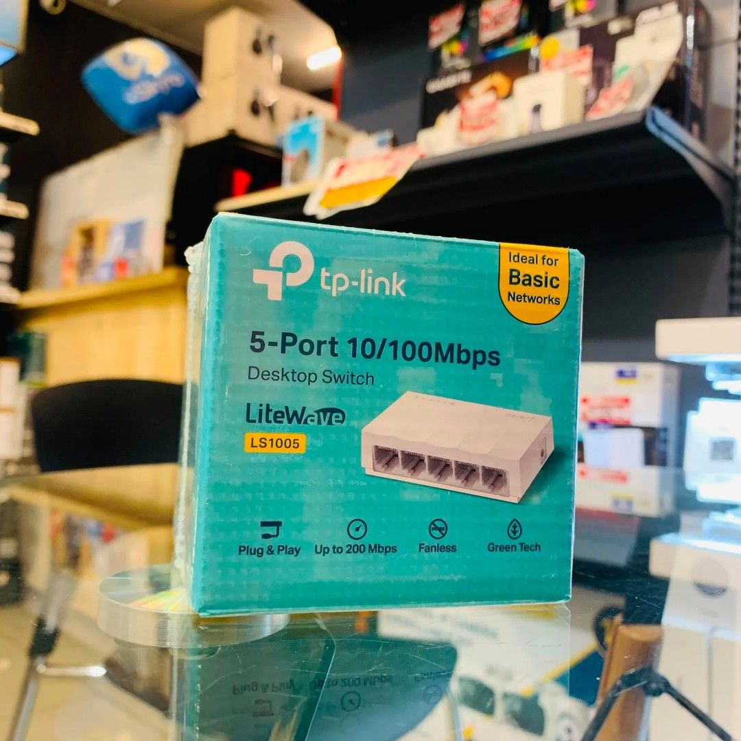 TP-Link LS1005 5-Port 10/100Mbps Desktop Switch (Category: Office & Business Technology) located in Pasay City. Submitted by gogadgetswithjaja (Listing ID 1469567252, Image 1). Description: TP-Link LS1005 5-Port 10/100Mbps Desktop Switch 🔎Please visit brands official website for more details of products specs and features. ❗️Prices are subject to change without prior notice. ✅️Actual picture posted. Brand New & Sealed. ✅️With receipt (OR or DR) 