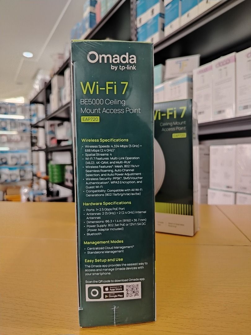 TP-Link Omada EAP720 BE5000 Ceiling Mount Wi-Fi 7 Access Point | Omada Mesh PoE+ (Category: Office & Business Technology) located in Pasig City. Submitted by technofuseofficial (Listing ID 1469482050, Image 3). Description: TP-Link Omada EAP670 BE5000 Ceiling Mount Wi-Fi 7 Access Point | Omada Mesh PoE+ Original and Brand NEW Store Location: 4F Unit 402, 604 Shaw Boulevard, Barangay Kapitolyo, Pasig City Same Day Delivery: - Lalamove delivery wit