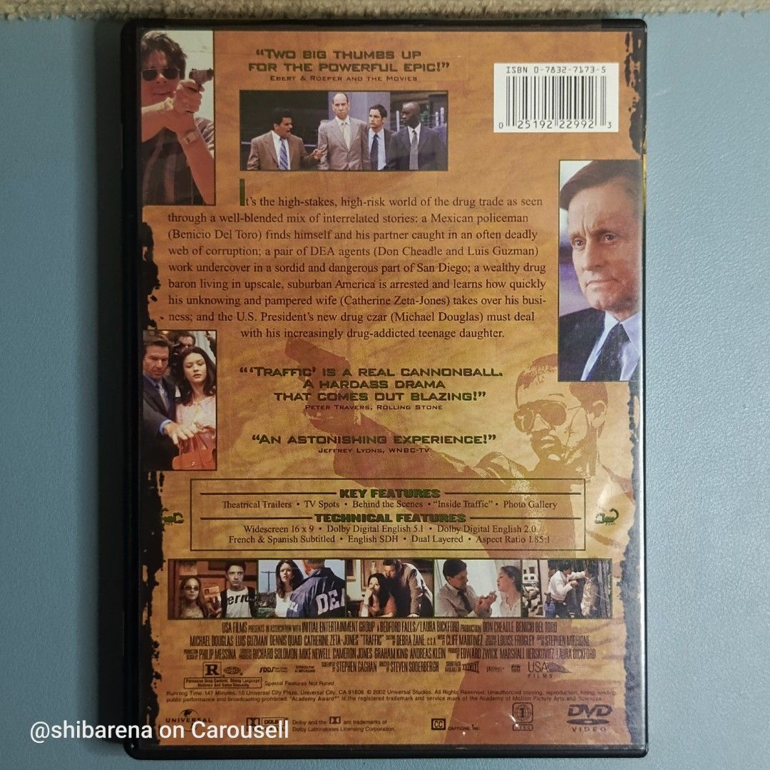 Traffic DVD - Region 1 NTSC (Category: CDs & DVDs) located in Cebu City. Submitted by shibarena (Listing ID 1469434596, Image 2). Description: - Traffic DVD - Region 1 NTSC (Pre-owned) - Awards: 4-time Academy Award winner (Best Director, Best Supporting Actor & more) - Starring Michael Douglas, Benicio Del Toro, Don Cheadle, Catherine Zeta-Jones - Director: Steven Soderbergh ⚠️ Please ensure your DVD player supports Region 1 (NTSC) before purcha