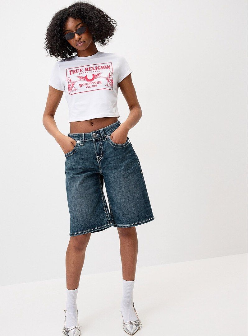 True Religion July Super T Jorts (Category: Shorts) located in Cavite. Submitted by onebeancent (Listing ID 1469512147, Image 2). Description: 🔘CODE 00161 Size: 28 to 30 Women's Dimension: 22" Length Color: Blue Jeans Color Rate: 10/10 Issue: None Condition: Almost new‼️ Price: 1,350php Additional shipping fee (J&T Medium Pouch) 120php Luzon 145php visayas 185php mindanao.