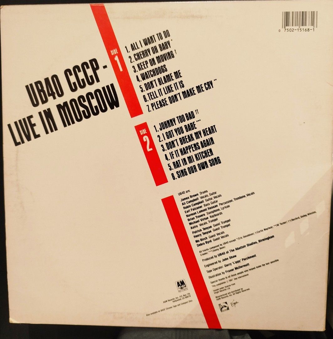 UB40 - CCCP - Live in moscow (Category: Vinyls) located in San Juan City. Submitted by rjvs1216 (Listing ID 1469488022, Image 2). Description: UB40 / CCCP Live In Moscow Vinyl Record Price 1000.