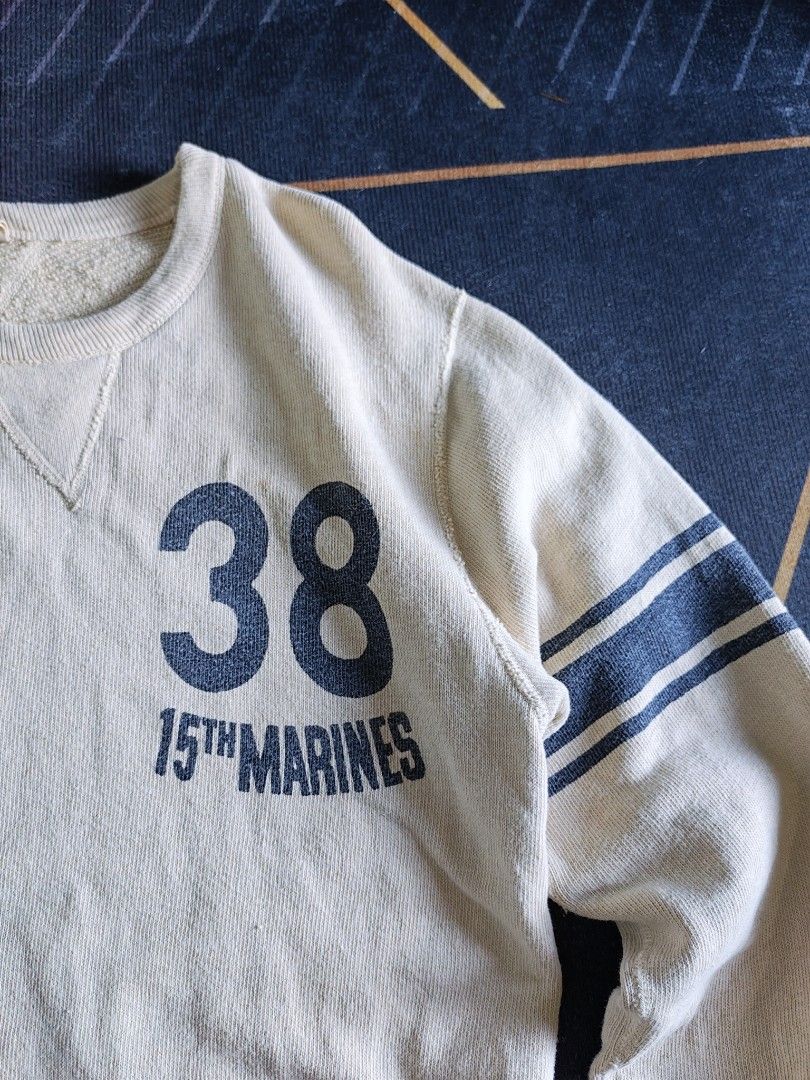UES double V 15th marines sweatshirt 40s repro (Category: Coats, Jackets and Outerwear) located in Baguio. Submitted by used_clothing2600 (Listing ID 1469453365, Image 3). Description: UES double V 15th marines sweatshirt 40s repro size 2 minor stains verygood condition width 19.5 length 25.5 shoulders 17 sleeve length 25.5 P 2,000.