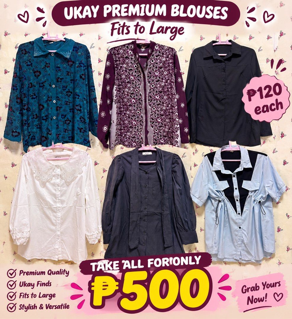 Ukay Premium Blouses (Category: Blouses) located in Zamboanga. Submitted by zaa_fii (Listing ID 1469425554, Image 1). Description: Take All ☺️.