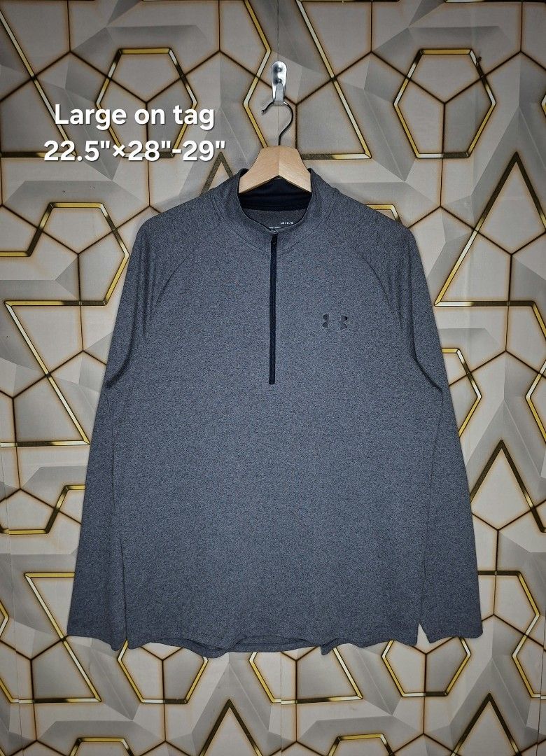 Under Armour tech quarter zip long sleeves (Category: Coats, Jackets and Outerwear) located in Tagaytay City. Submitted by joselito_acosta (Listing ID 1469421906, Image 1). Description: Under Armour tech quarter zip long sleeves In excellent condition No issues 9/10 color rate Large on tag 22.5"×28"-29" Authentic ✅ ✅ ✅ 350+shipping fee only Location: tagaytay Dm to purchase 📩 📩 📩.