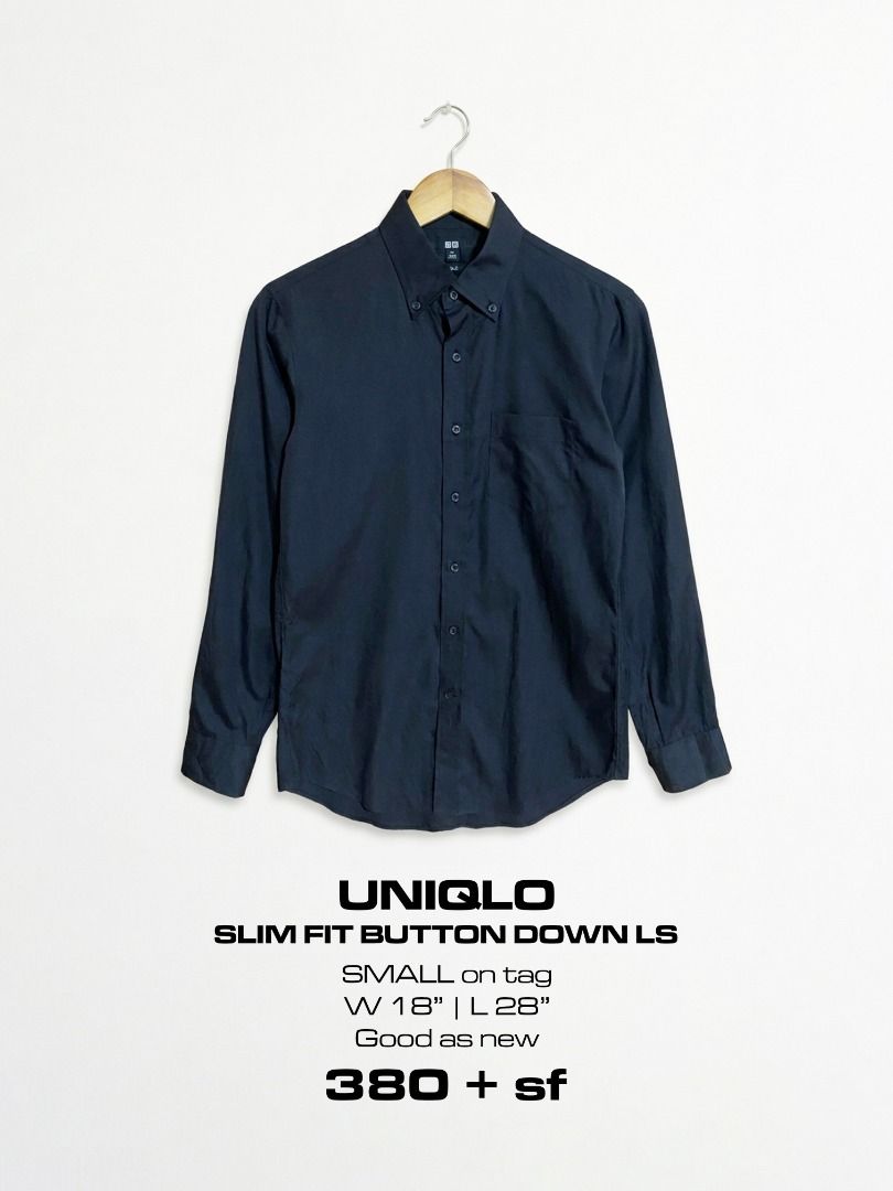 Uniqlo Black Button Down Slim Fit Long Sleeves (Category: Tshirts & Polo Shirts ) located in Cadiz. Submitted by thespotcdz (Listing ID 1469541065, Image 1). Description: Small on tag Width 18" Length 28" Good as new.