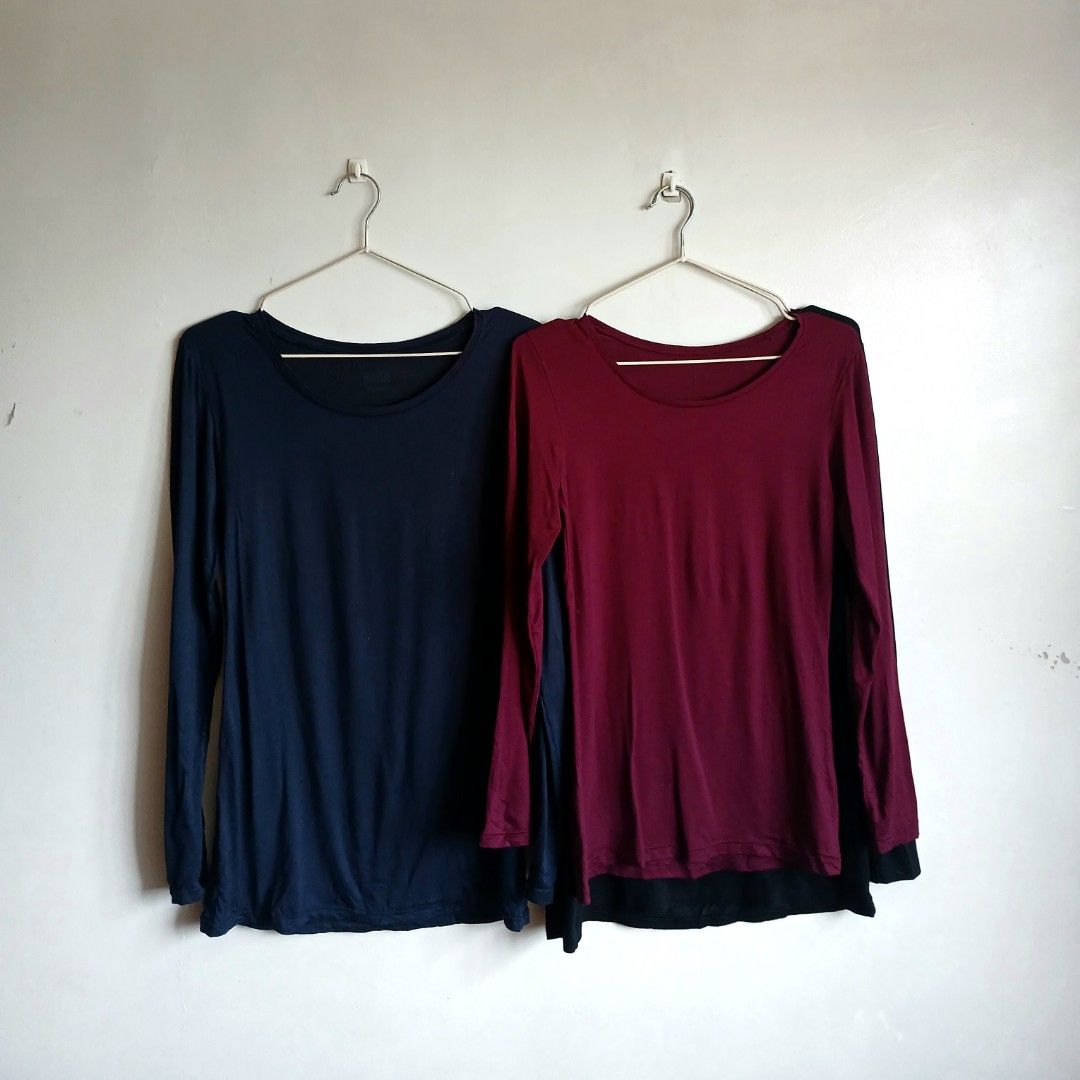 Uniqlo Heattech Extra Warm and Regular Longsleeves Bundle Take All LARGE (Category: Longsleeves) located in Quezon City. Submitted by hzl_praise (Listing ID 1469496205, Image 3). Description: Uniqlo Heattech Extra Warm and Regular Longsleeves 3 for 500 | Large Bundle 2 PCS. Uniqlo Heattech Regular Color: Navy Blue, Magenta (Size: Large on tag) 1 PC. Uniqlo Heattech Extra Warm Color: Black (Size: Large on tag) Uniqlo Heattech Extra Warm Knitted Co