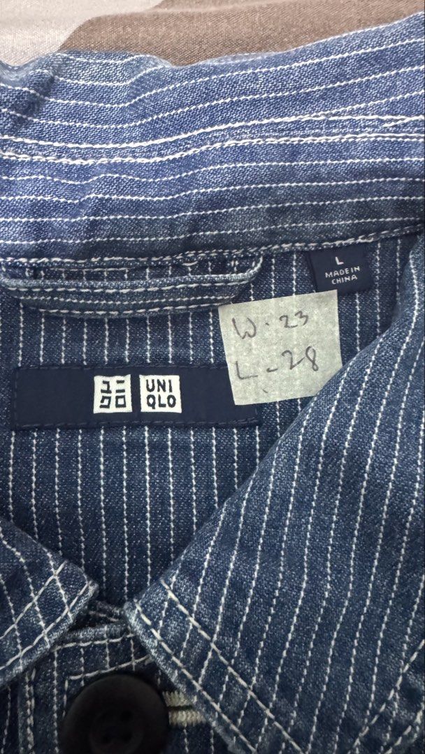 Uniqlo Hickory Work Jacket (Category: Coats, Jackets and Outerwear) located in Lipa City. Submitted by scrap.threads (Listing ID 1469458640, Image 2). Description: Item: Uniqlo Hickory Work Jacket Price: 650 Dimes: Width - 23 Length - 28 Issue: none Lipa City Ship via J&T (Shouldered by buyer) Payment via Gcash ***Notice*** Color may vary due to lighting. Payment first. Item/s are thrifted or used condition unless stated otherwise. Please manage 