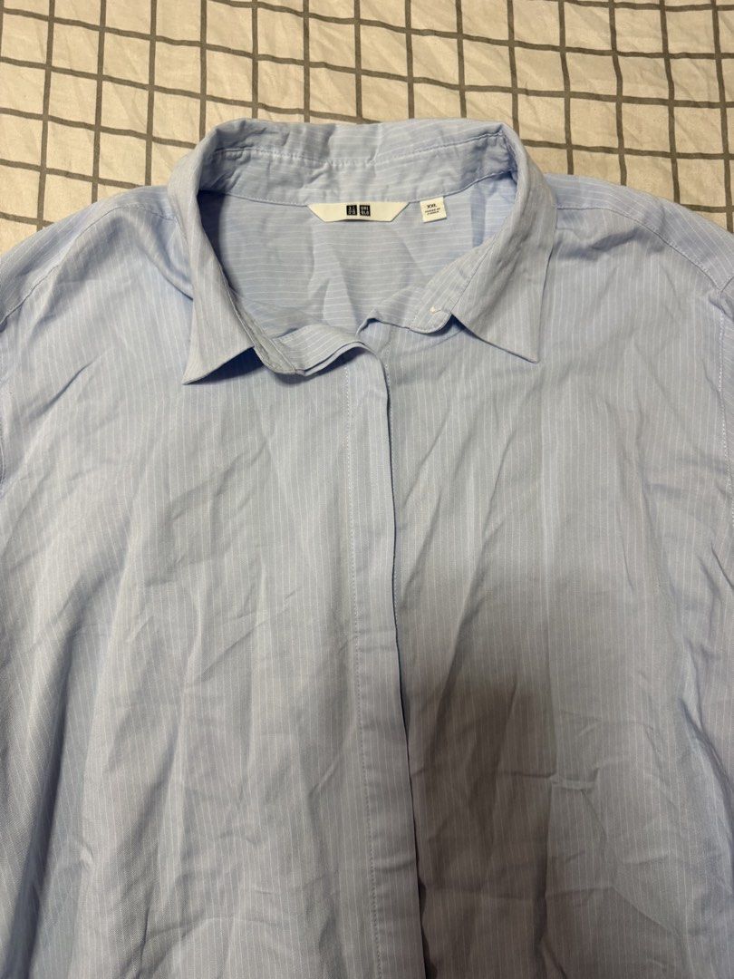 Uniqlo light blue Skipper Collar Blouse (Category: Blouses) located in Quezon City. Submitted by pinkystrends.co (Listing ID 1469471496, Image 3). Description: .