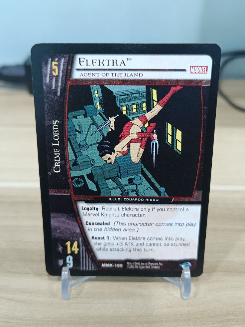 Upper Deck Marvel Vs System Marvel Knights Elektra (Category: Action & Battle Toys) located in Manila. Submitted by calvin3teri (Listing ID 1469468476, Image 1). Description: 150 Grab/Lalamove only ( buyer will book and shoulder fee ) MOP: Gcash .