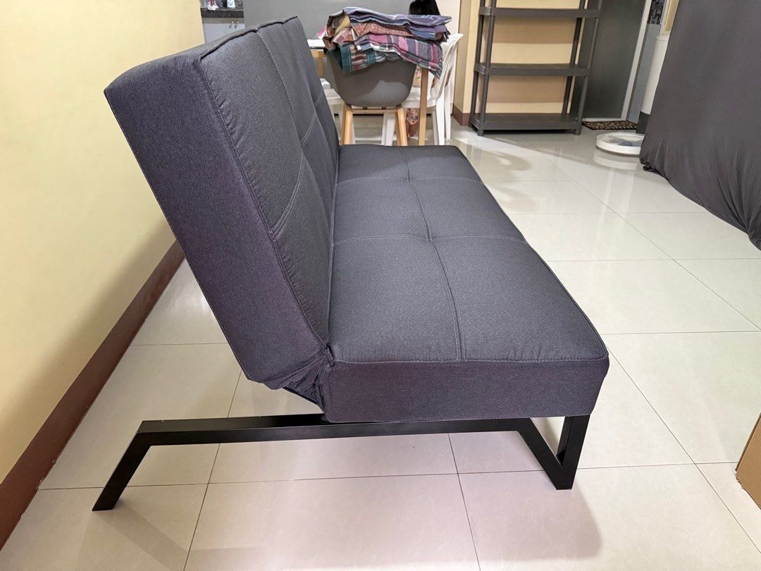 [USED] Crowne Sofa Bed Dark Gray (Category: Sofas) located in Las Pinas. Submitted by seriscorner (Listing ID 1469537812, Image 2). Description: [USED] Crowne Sofa Bed Dark Gray SM Home Crowne Sofabed - Dark Gray RFS: bawas bulky things sa bahay Location for pick-up: BFRV Las Pinas No issues! PM for sure buyers only Everyone loves a multi-purpose essential and a stylish sofabed definitely tops the list—fashionable, functional, and definitely conv