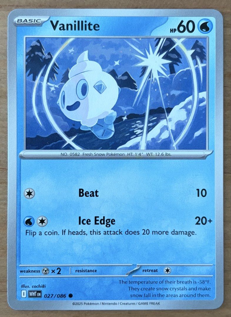 Vanillite | Pokemon Cards ~ White Flare (Category: Raw Singles) located in Makati City. Submitted by cardlab (Listing ID 1469399398, Image 1). Description: Items are 💯 authentic/original/legit. About The Card: •Language: EN • Number: 027/086 • Common • Normal FOR: • Cards ₱99 and below with Card Sleeves • Cards ₱100 and up with Card Sleeves and Used Toploader • ₱10 for Bnew Tops Packaging (If Shipping): ✔️ Plastic cover ✔️ Cardboard ✔️ Bubble wr
