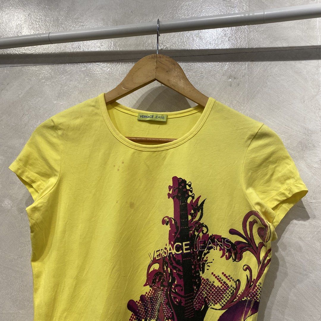 Versace Jeans Y2k Top (Category: Luxury Apparel) located in Quezon City. Submitted by rebirthalley (Listing ID 1469462057, Image 2). Description: Width-17.5 Length-24.5 Sleeve-5 Shoulder-14 Hem-17 Excellent Condition Need wash only.