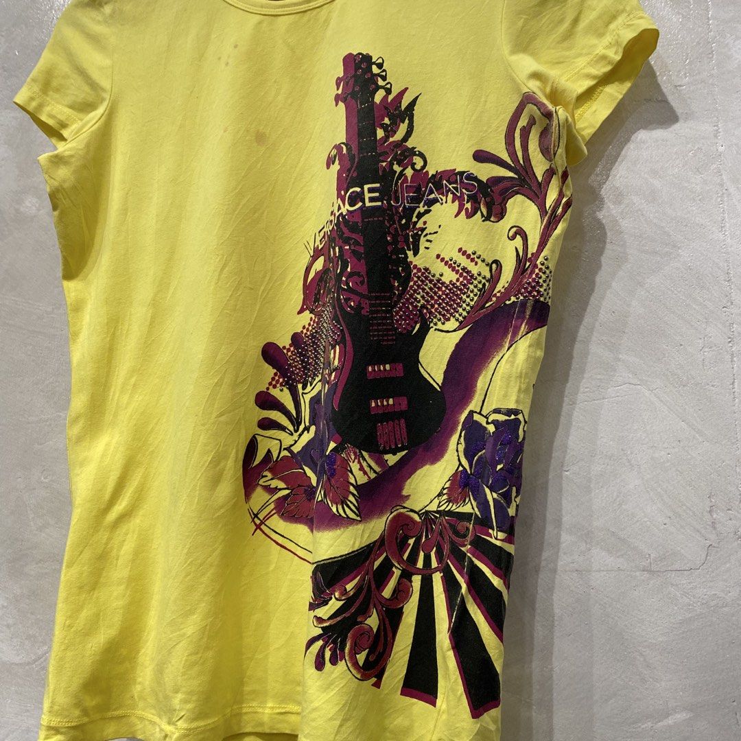 Versace Jeans Y2k Top (Category: Luxury Apparel) located in Quezon City. Submitted by rebirthalley (Listing ID 1469462057, Image 3). Description: Width-17.5 Length-24.5 Sleeve-5 Shoulder-14 Hem-17 Excellent Condition Need wash only.