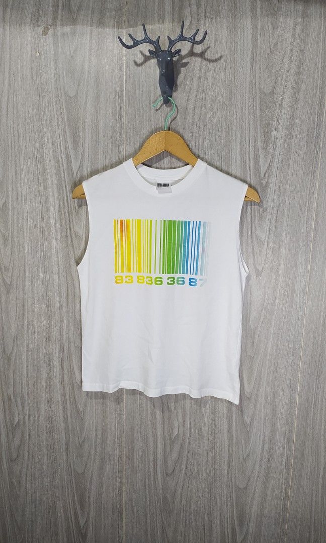 Vetements Rainbow Barcode Graphic (Category: Tshirts & Polo Shirts ) located in Naga. Submitted by secondspinv2 (Listing ID 1469559587, Image 1). Description: Vetements Rainbow Barcode Graphic ✅Size: 140 ✅Width: 17.5 ✅Length: 22.5 ✅Color Rate: 9.5/10 ✅No Issue ✅Need Wash ✅Location: Bicol Naga City, Camarines Sur ✅Courier: J&T Express/Flash Express ✅MOP: Gcash only.