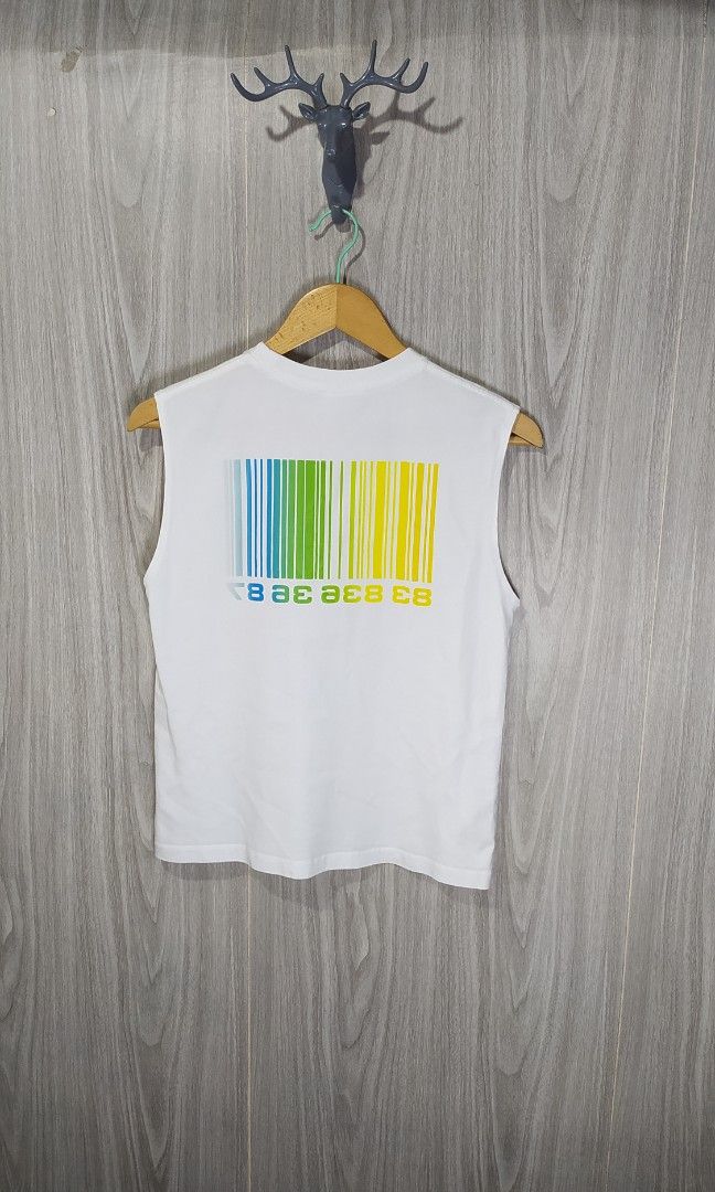 Vetements Rainbow Barcode Graphic (Category: Tshirts & Polo Shirts ) located in Naga. Submitted by secondspinv2 (Listing ID 1469559587, Image 3). Description: Vetements Rainbow Barcode Graphic ✅Size: 140 ✅Width: 17.5 ✅Length: 22.5 ✅Color Rate: 9.5/10 ✅No Issue ✅Need Wash ✅Location: Bicol Naga City, Camarines Sur ✅Courier: J&T Express/Flash Express ✅MOP: Gcash only.