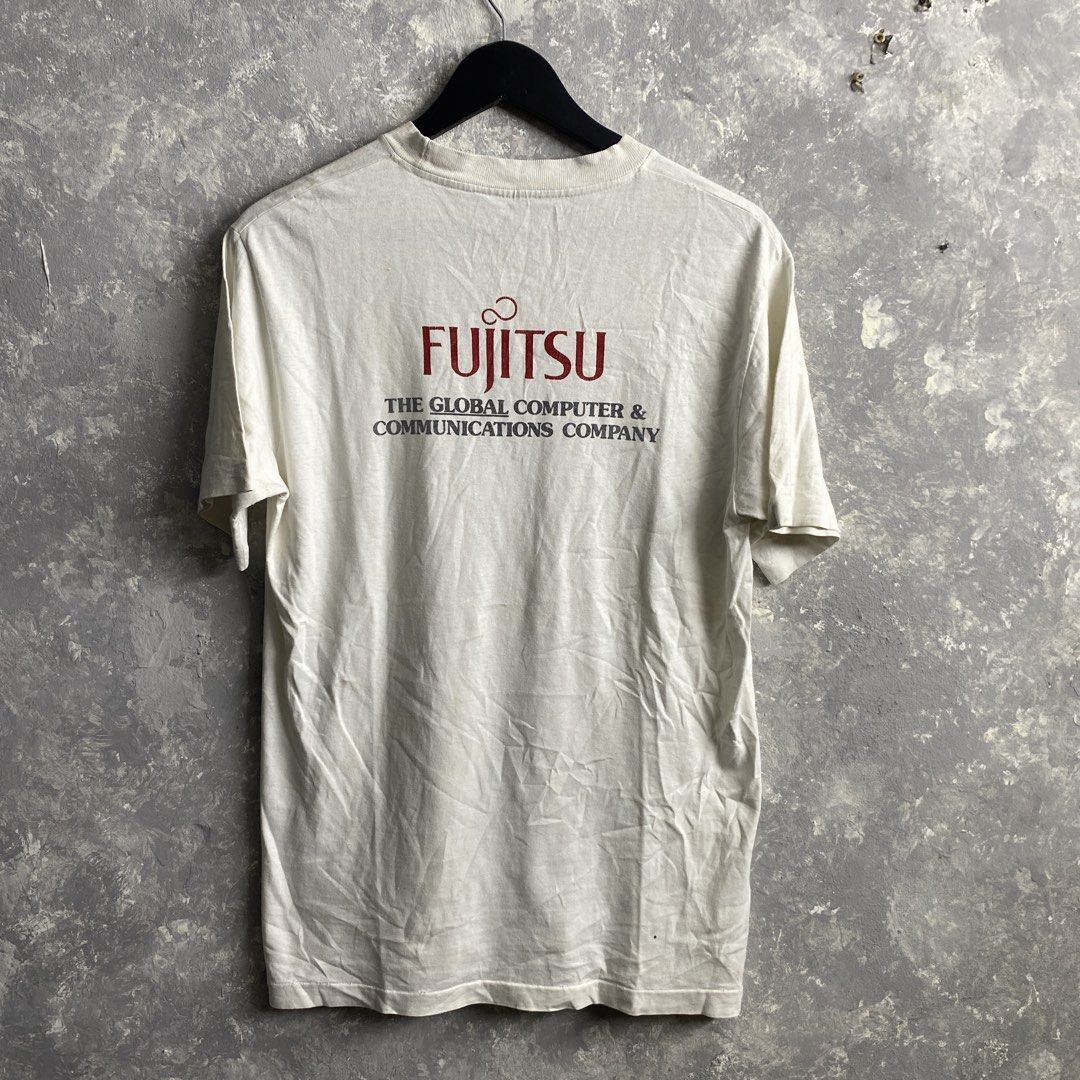 Vintage 90s Fujitsu Promo (Category: Tshirts & Polo Shirts ) located in Pasig City. Submitted by lumangkamisa (Listing ID 1469416419, Image 1). Description: Single stitch Fits Medium-semi large Pinholes & stain.