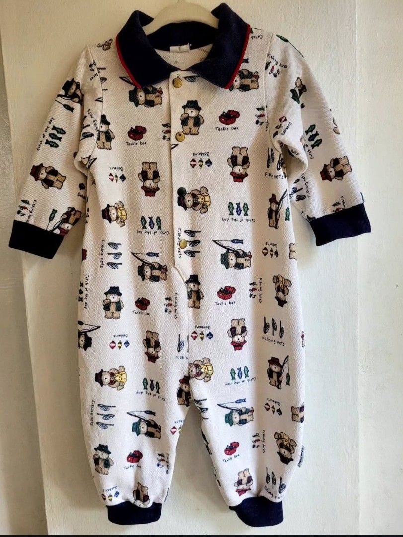 Vintage Bear Cotton Jumpsuit (Category: Babies & Kids Fashion) located in Balanga. Submitted by marae_c (Listing ID 1469558313, Image 1). Description: Brand: Healthtex In very good condition. Like new but. Has few minimal flaws. Slightly faded around sa collar and yung snaps nya natanggal yung coat. Still very nice in actual. Snap button closure. Hq cotton material. Rfs. Barely worn. Decluttering. Need exrtra space and funds for my little boys. F