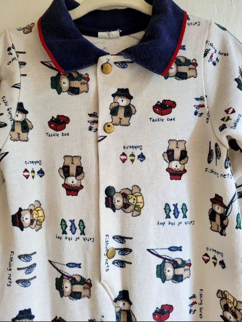 Vintage Bear Cotton Jumpsuit (Category: Babies & Kids Fashion) located in Balanga. Submitted by marae_c (Listing ID 1469558313, Image 3). Description: Brand: Healthtex In very good condition. Like new but. Has few minimal flaws. Slightly faded around sa collar and yung snaps nya natanggal yung coat. Still very nice in actual. Snap button closure. Hq cotton material. Rfs. Barely worn. Decluttering. Need exrtra space and funds for my little boys. F