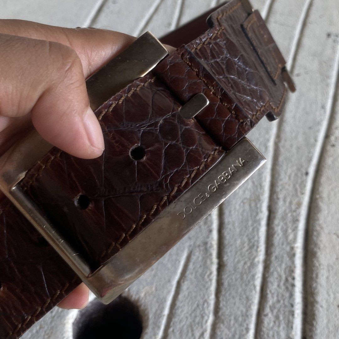 Vintage Dolce Gabbana Crocodile Leather Rectangular Belt (Category: Belts) located in Manila. Submitted by 4114thrifts.ph (Listing ID 1469452448, Image 2). Description: Item Name: Vintage Dolce Gabbana Crocodile Leather Rectangular Belt (Details) • Condition: Very Good Condition • Color Rate: 9.3/10 • Issue/s: Sign of Usage (See photos) Mine: 750 + Shipping Fee 📥 Dasmariñas City, Cavite, 4114📍.