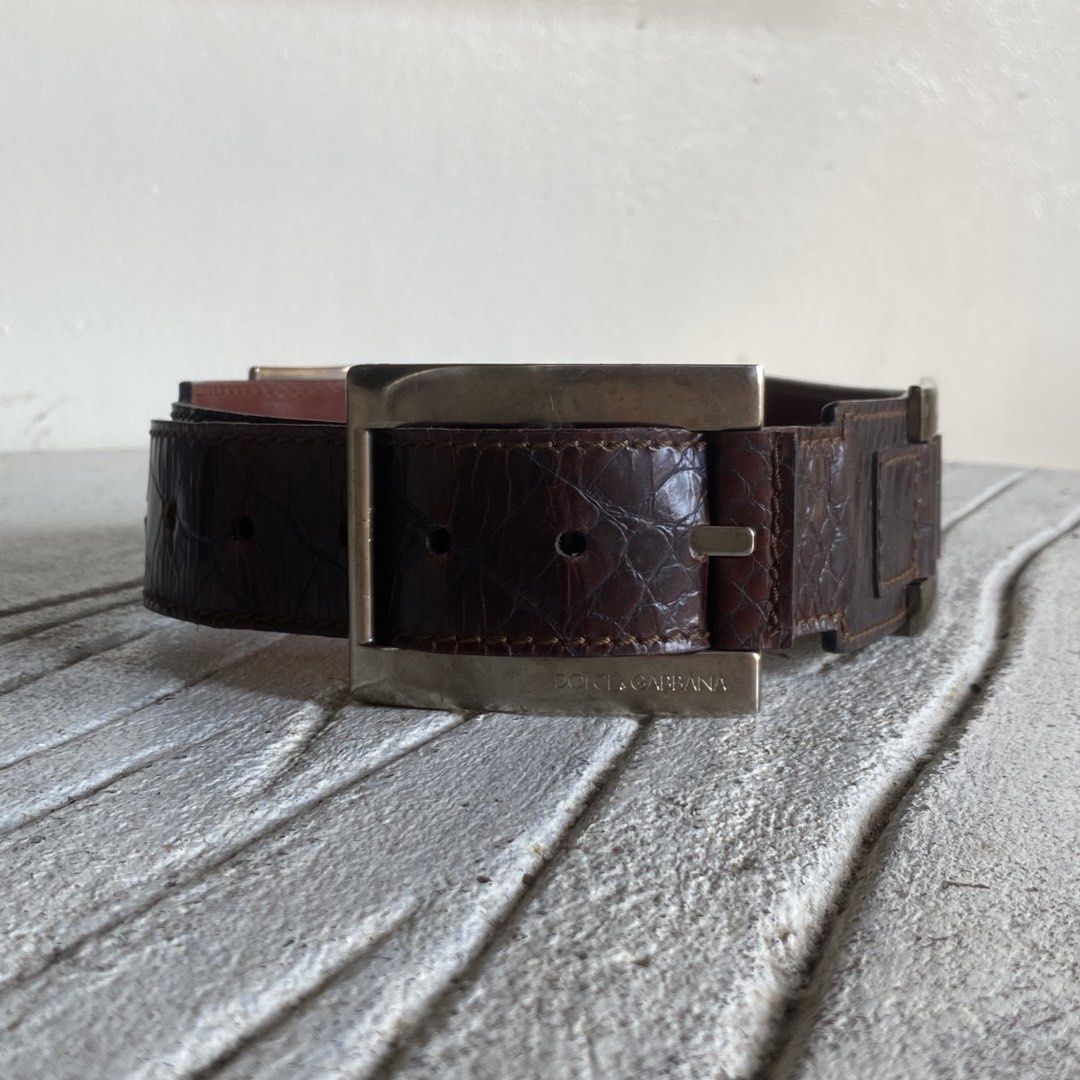 Vintage Dolce Gabbana Crocodile Leather Rectangular Belt (Category: Belts) located in Manila. Submitted by 4114thrifts.ph (Listing ID 1469452448, Image 1). Description: Item Name: Vintage Dolce Gabbana Crocodile Leather Rectangular Belt (Details) • Condition: Very Good Condition • Color Rate: 9.3/10 • Issue/s: Sign of Usage (See photos) Mine: 750 + Shipping Fee 📥 Dasmariñas City, Cavite, 4114📍.