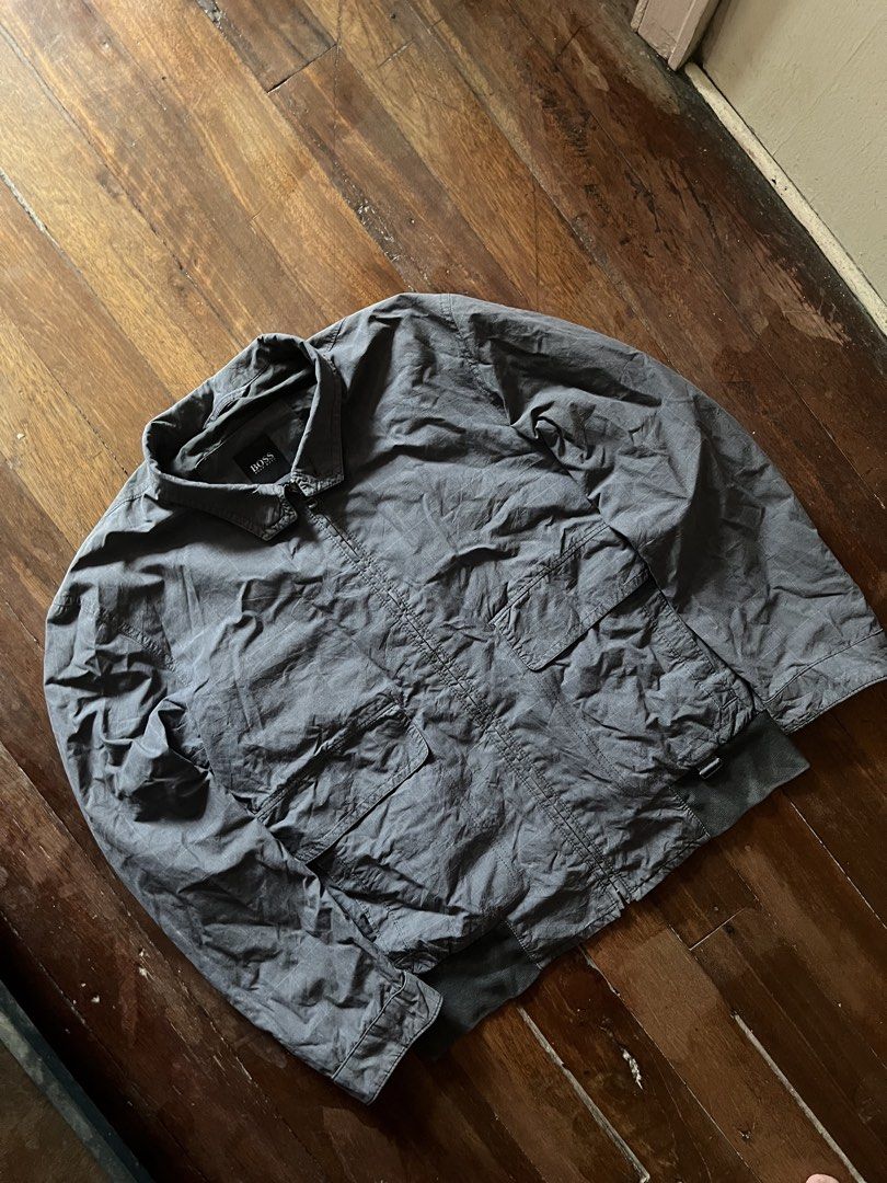 Vintage Hugo Boss Harrington Jacket (Category: Coats, Jackets and Outerwear) located in Los Banos. Submitted by lootmeup (Listing ID 1469472560, Image 3). Description: Vintage Hugo Boss Harrington Jacket With two pockets inside the jacket Size: Width: 22 Length: 25 Mine P1000.