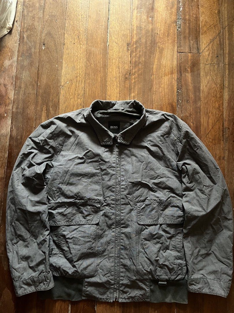 Vintage Hugo Boss Harrington Jacket (Category: Coats, Jackets and Outerwear) located in Los Banos. Submitted by lootmeup (Listing ID 1469472560, Image 1). Description: Vintage Hugo Boss Harrington Jacket With two pockets inside the jacket Size: Width: 22 Length: 25 Mine P1000.