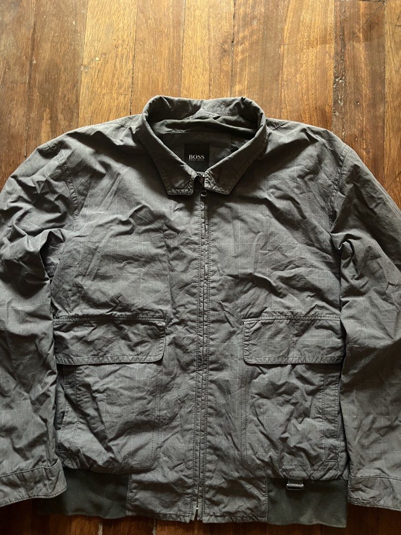 Vintage Hugo Boss Harrington Jacket (Category: Coats, Jackets and Outerwear) located in Los Banos. Submitted by lootmeup (Listing ID 1469472560, Image 2). Description: Vintage Hugo Boss Harrington Jacket With two pockets inside the jacket Size: Width: 22 Length: 25 Mine P1000.