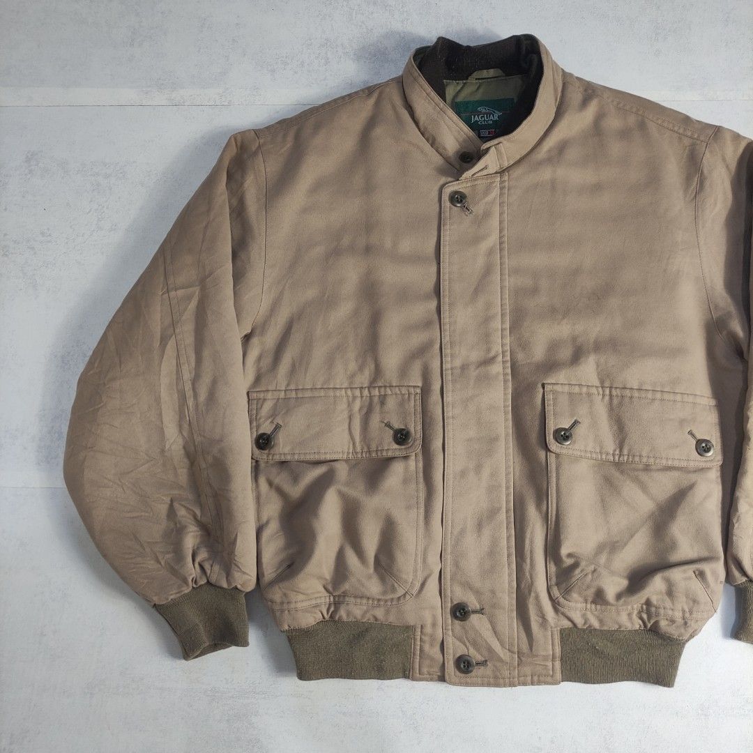 Vintage Jaguar Bomber Jacket (Category: Coats, Jackets and Outerwear) located in Bulacan. Submitted by thriftlockerph (Listing ID 1469545020, Image 2). Description: Size: M Dimension: 25L 23W Condition: 8/10 Issue: burn mark, stains, lints.
