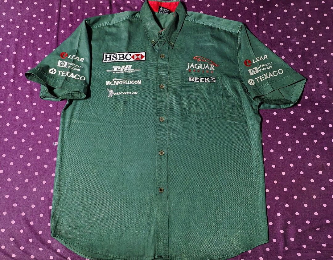 Vintage Jaguar Racing Button Down Work Polo (Category: Tshirts & Polo Shirts ) located in San Juan City. Submitted by reddvelasquez4298 (Listing ID 1469425642, Image 1). Description: Vintage Jaguar Racing Button Down Work Polo Size XXL 24 Width 31 Length Good Condition Issue minor discolorations, check photos. Hindi naman ganun ka visible. 😊 2000 00 pesos.