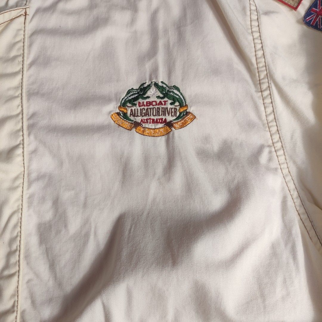 Vintage U. Boat Bomber Jacket (Category: Coats, Jackets and Outerwear) located in Bulacan. Submitted by thriftlockerph (Listing ID 1469552112, Image 3). Description: Size: fits L Dimension: 25L 24W Condition: 9/10 Issue: replaced button.