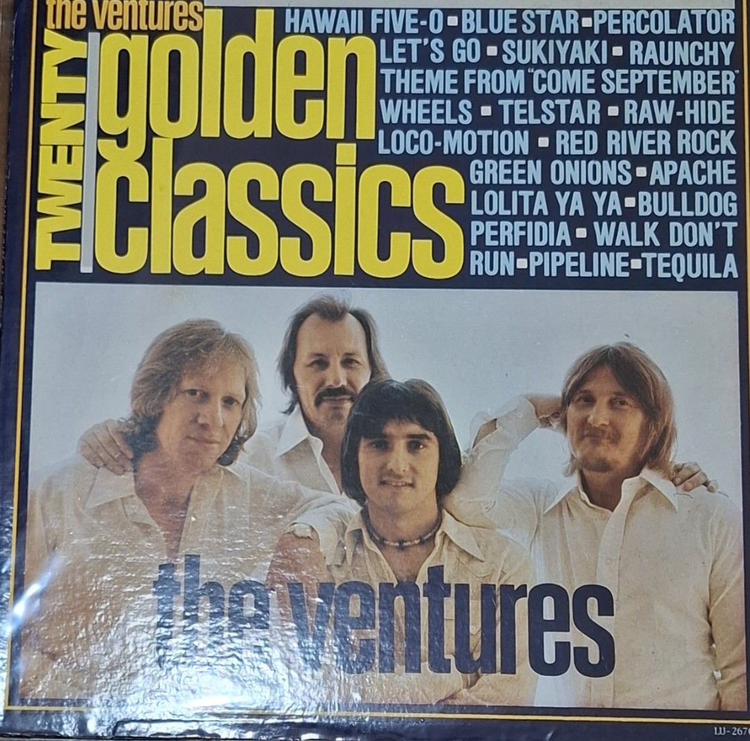 (Vinyl) The Ventures: Twenty Golden Classics (Category: Vinyls) located in Makati City. Submitted by decluttermp (Listing ID 1469401007, Image 1). Description: - Condition: Excellent - Local press - Tracks: 20 songs including Hawaii Five-O, Walk Don't Run, Pipeline, and Telstar - With plastic sleeve.